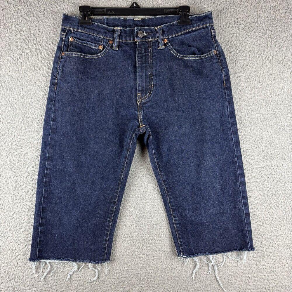 Levis 505 Jeans Men’s Size 32x15* Cutoff Dark Wash Straight Leg Denim